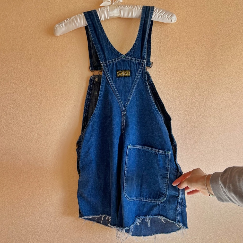 Rare Vintage Sanforized Denim Jeans Overalls Shor… - image 2